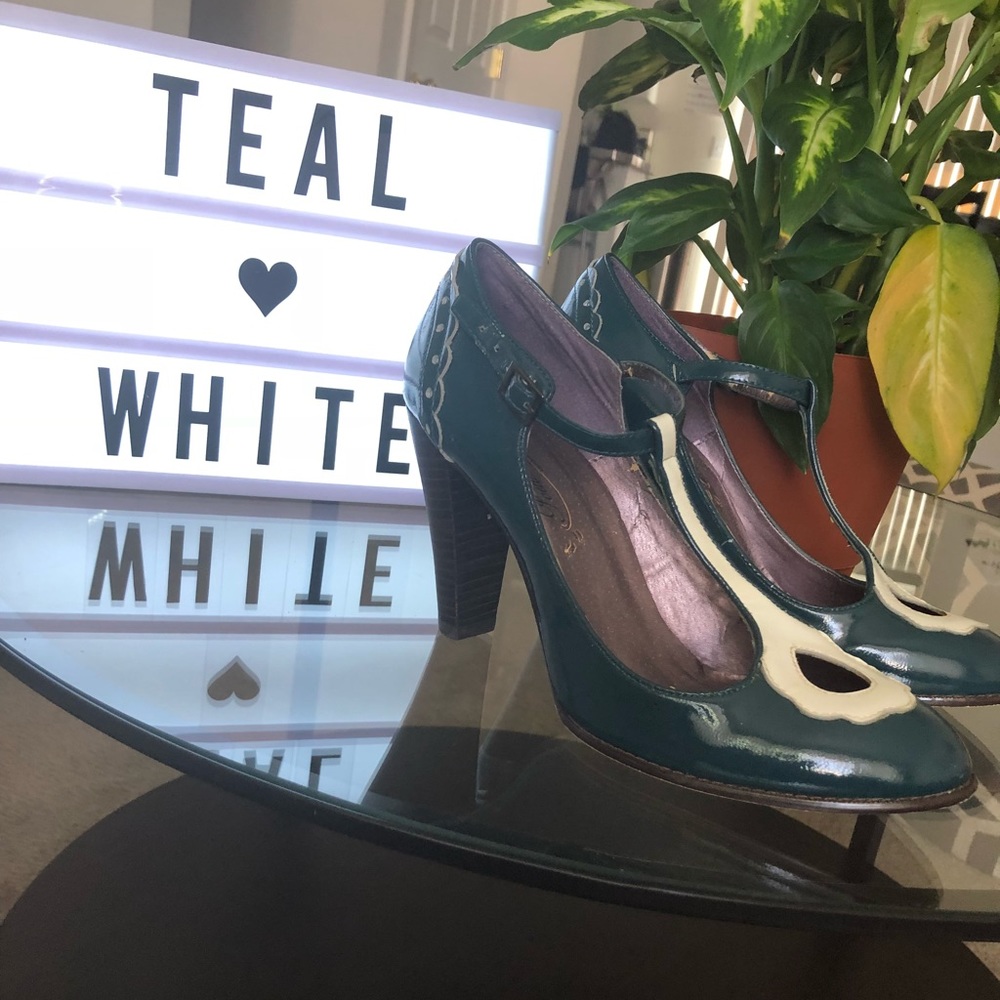 Teal & White Heels
